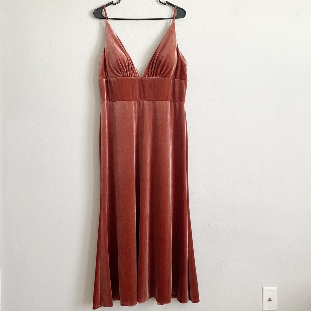 Jenny Yoo Collection English Rose Stretch Velvet Mari Midi Dress Size 16